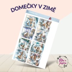 Aršík samolepek "Domečky v zimě" s motivy pohádkových zasněžených domečků a zimní krajiny, ideální pro diářové a kreativní tvoření. Aršík samolepek "Domečky v zimě" s motivy pohádkových zasněžených domečků a zimní krajiny, ideální pro diářové a kreativní tvoření.