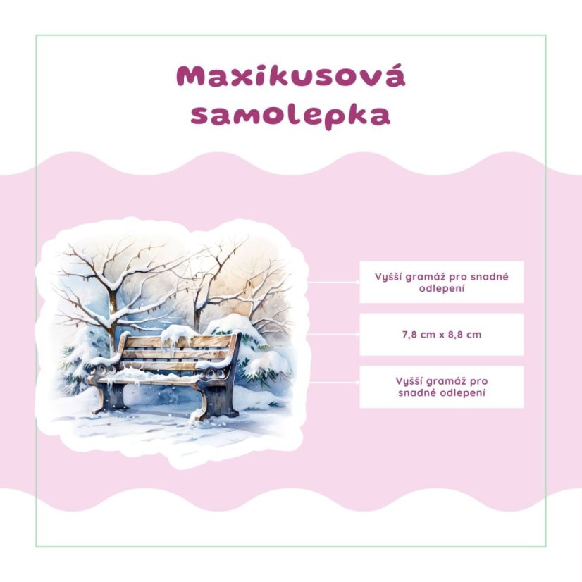 Zasněžená lavička | Samolepka do diáře