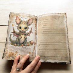 Vintage sešit s dráčky