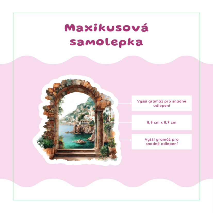 Okno do Středomoří | Maxi kusová samolepka pro diář i scrapbook