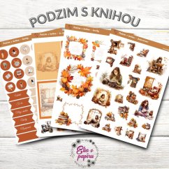 Samolepky do diáře od Elis v papíru s motivem podzimu a knížek - samolepkový kit