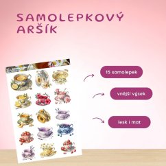 Květinové čajové šálky | Samolepky do diáře