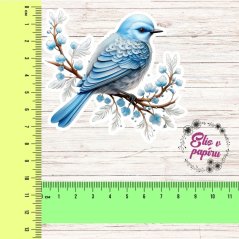 Velká kusová samolepka zimního ptáčka od Elis v papíru