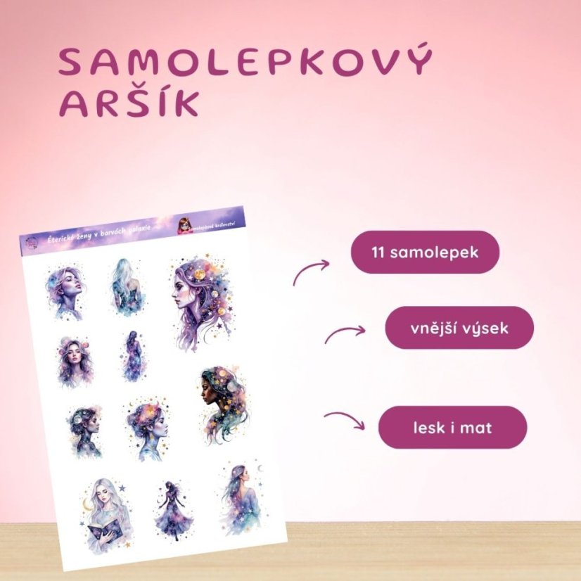 Éterické ženy v barvách galaxie | Samolepky do diáře