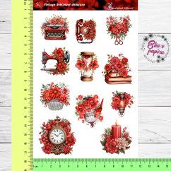 Vintage květinové dekorace | Samolepky do diáře