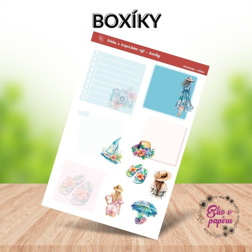 Samolepky s motivy letní dovolené na pláží od Elis v papíru - boxíky