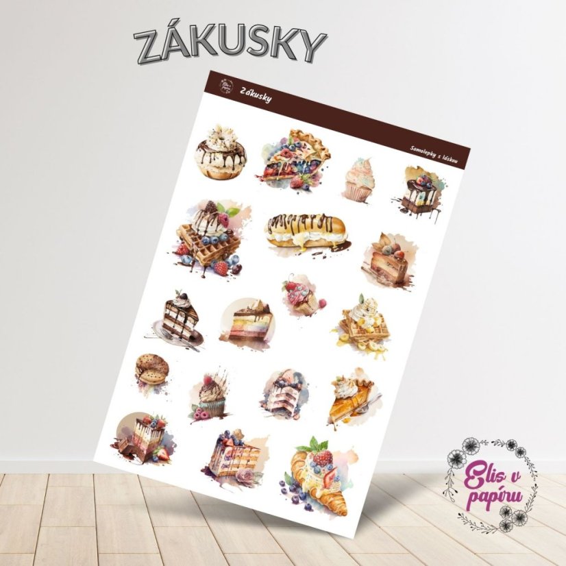 Samolepky do diáře od Elis v papíru s motivem zákusků