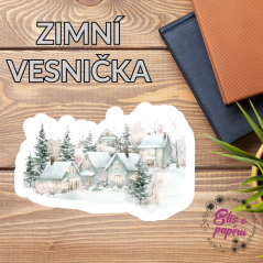 Zimní vesnička | Maxi kusová samolepka pro diář i scrapbook