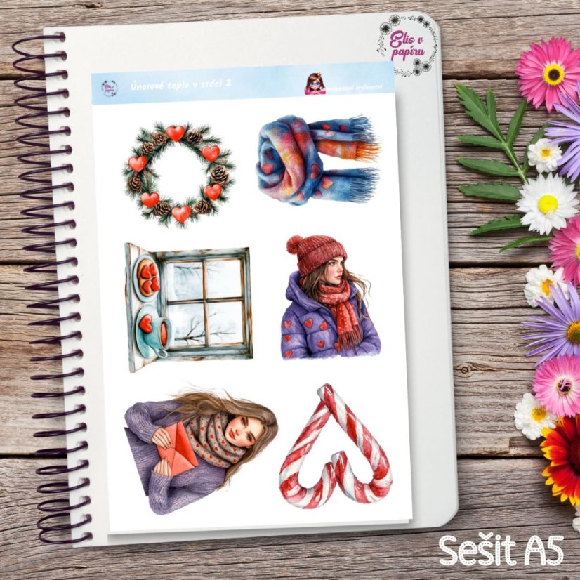 Únorové teplo v srdci | Měsíční samolepkový kit | 2026