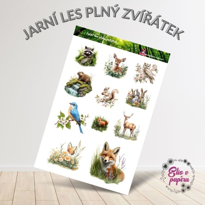 Jarní les plný zvířátek | Samolepky do diáře