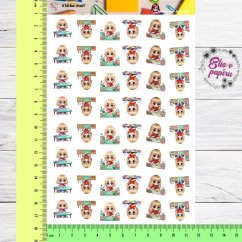 Aršík samolepek "Klárka tvoří" s motivy malování, stříhání a kreativních činností, ideální pro diář a scrapbook. Aršík samolepek "Klárka tvoří" s motivy malování, stříhání a kreativních činností, ideální pro diář a scrapbook.