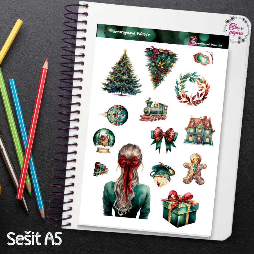 Smaragdové Vánoce | Samolepky do diáře