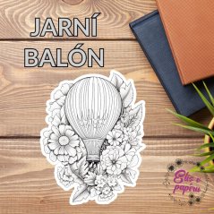 Maxi kusová samolepky na matném papíře s motivem jarního horkovzdušného balónu ve formě omalovánky pro diáře a deníky velikosti minimálně A5.