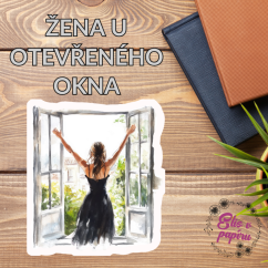 Žena u otevřeného okna | Samolepky do diáře