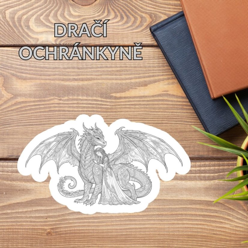 Dračí ochránkyně | Samolepka do diáře | Omalovánka