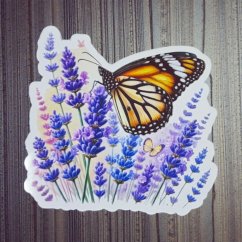 Motýl na levanduli | Samolepka do diáře