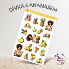 Samolepky do diáře plné tropického ovoce - ananasů od Elis v papíru Samolepky do diáře plné tropického ovoce - ananasů od Elis v papíru