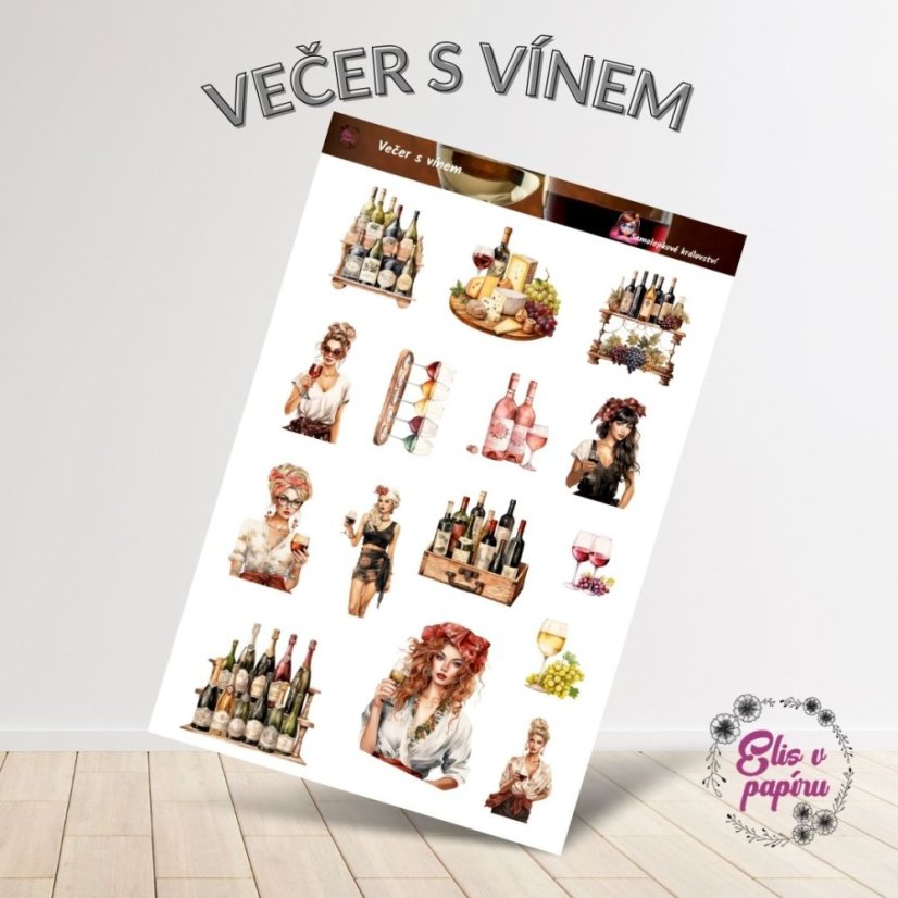 Večer s vínem | Samolepky do diáře