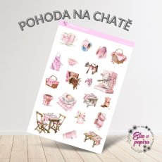 Diářové nálepky od Elis v papíru, které spojují kávu a atmosféru pohodlné a útulné chaty.