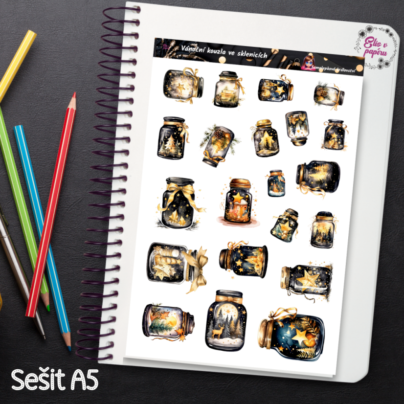 Vánoční kouzla ve sklenicích | Samolepky do diáře