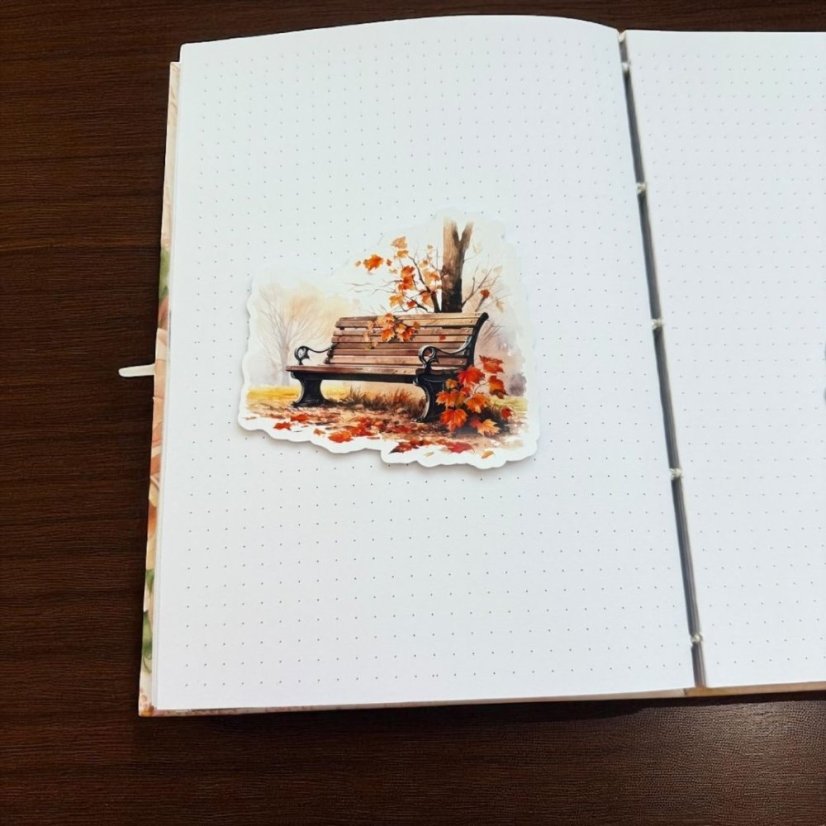 Lavička mezi spadanými listy | Samolepky do diáře