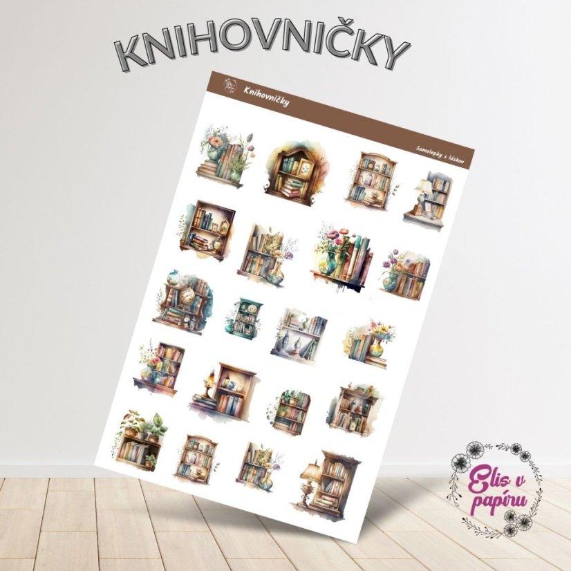 Samolepky do diáře od Elis v papíru s motivem knihoven