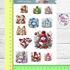 Aršík samolepek "Sněhuláci slaví Vánoce" s motivy veselých sněhuláků, zasněžených ozdob a zimní atmosféry v kouzelných svátečních barvách. Aršík samolepek "Sněhuláci slaví Vánoce" s motivy veselých sněhuláků, zasněžených ozdob a zimní atmosféry v kouzelných svátečních barvách.