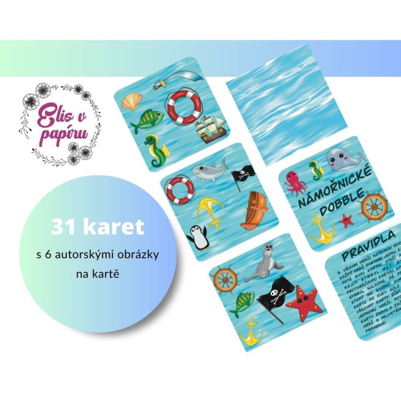 Dětská hra námořnická postřehovka s autorskými obrázky