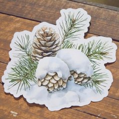 Zasněžené šišky | Samolepka do diáře