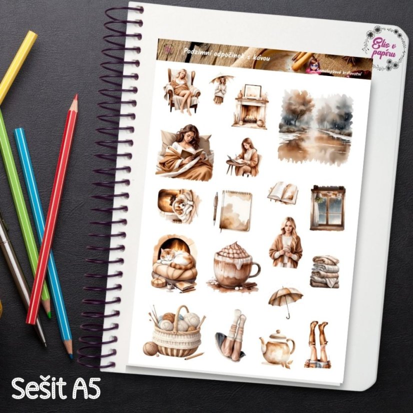 Podzimní odpočinek s kávou | Samolepky do diáře