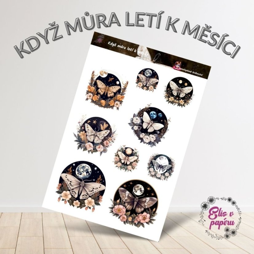 Když můra letí k měsíci | Samolepky do diáře