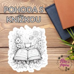 Maxi kusová samolepky na matném papíře s motivem knížky a kávy ve formě omalovánky pro diáře a deníky velikosti ideálně A5.