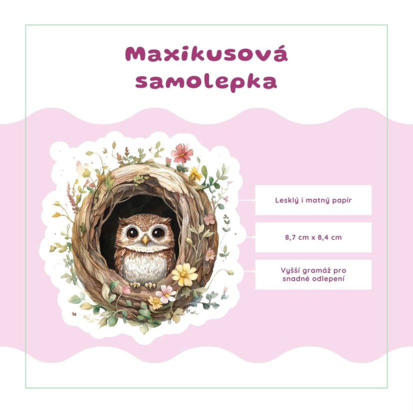 Sovička v dutině stromu | Samolepka do diáře