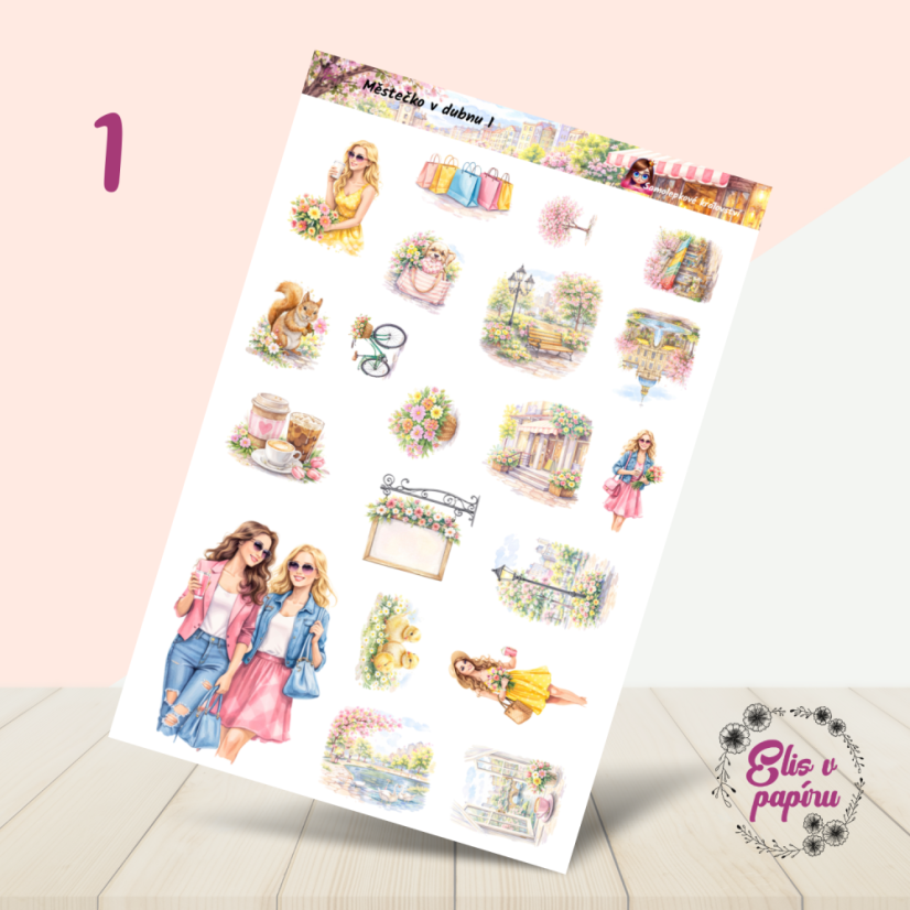 Městečko v dubnu | Měsíční samolepkový kit | 2026
