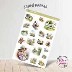 Samolepkový aršík s jarní farmou plnou zvířat a rostlin. Samolepky do diáře i pro děti , které vás potěší
