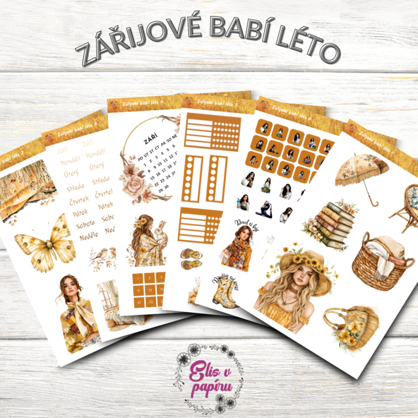 Zářijové babí léto | Samolepky do diáře | 2025