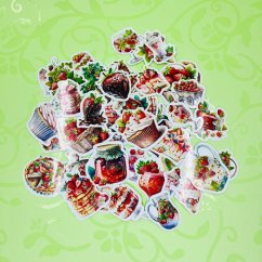 Malé kusové samolepky plné jahod od Elis v papíru Malé kusové samolepky plné jahod od Elis v papíru