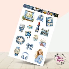 Denim a sedmikrásky | Samolepky do diáře
