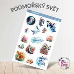 Samolepky Podmořský svět s jasnými a zářivými mořskými barvami, zobrazující mořské tvory, korálové útesy, mušle, delfíny, želvy a medúzy. Samolepky Podmořský svět s jasnými a zářivými mořskými barvami, zobrazující mořské tvory, korálové útesy, mušle, delfíny, želvy a medúzy.