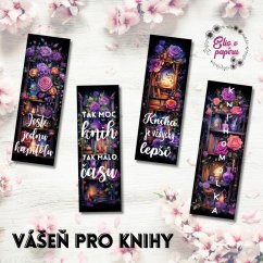 Sada 4 kusů záložek do knížky s českými texty od Elis v papíru