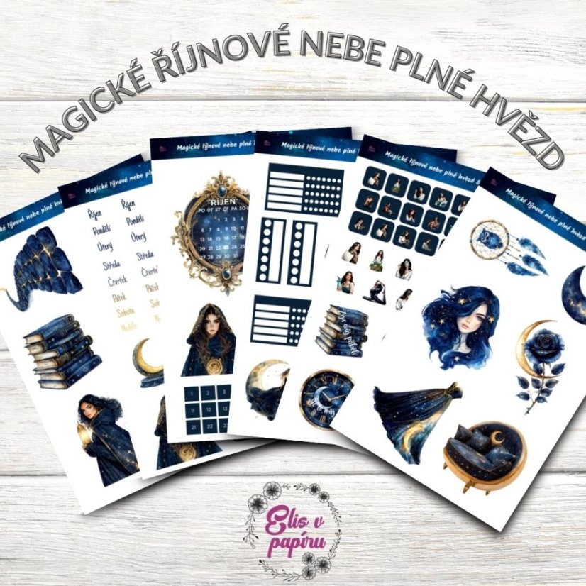 Magické říjnové nebe plné hvězd | Samolepky do diáře | 2025