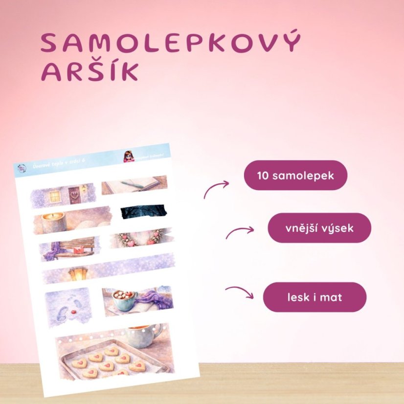 Únorové teplo v srdci | Měsíční samolepkový kit | 2026