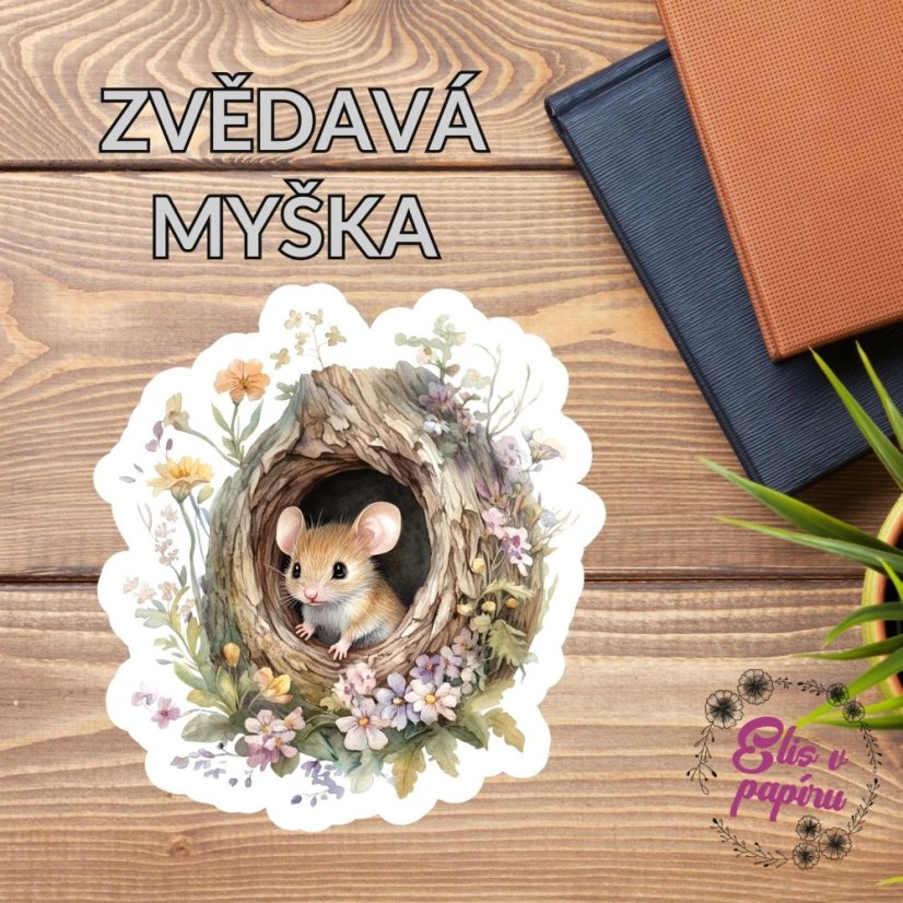Zvědavá myška | Samolepka do diáře