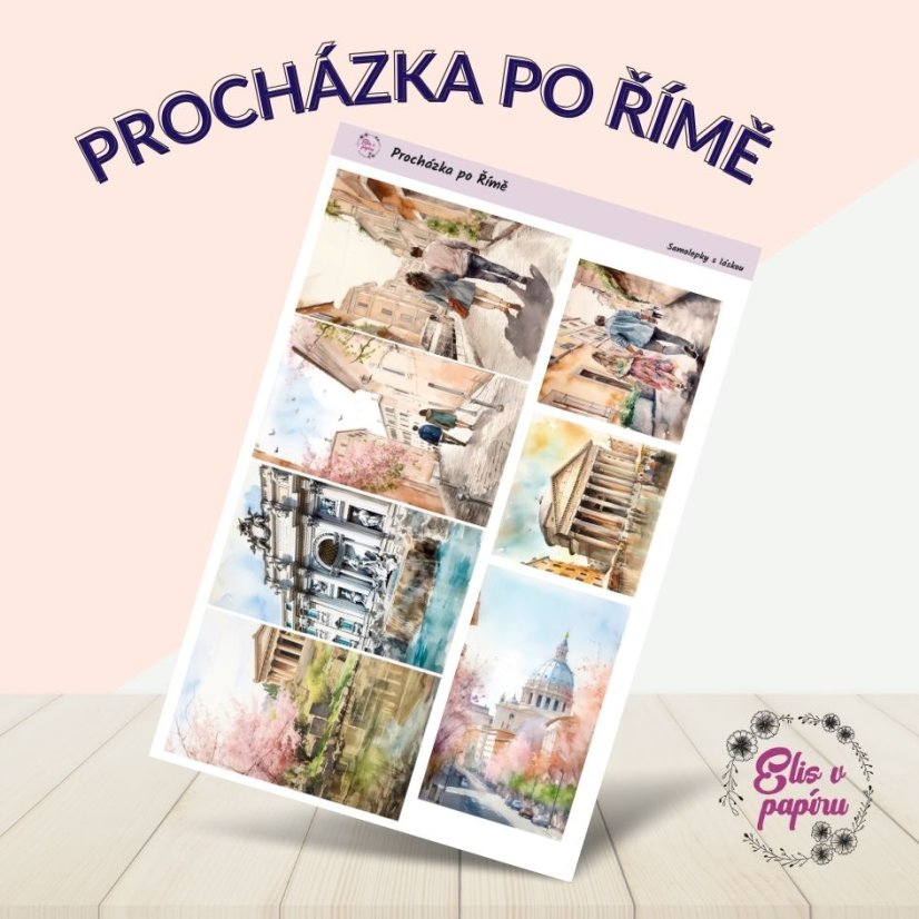 Samolepky do diáře i happy planneru s motivy procházky a památek Říma.