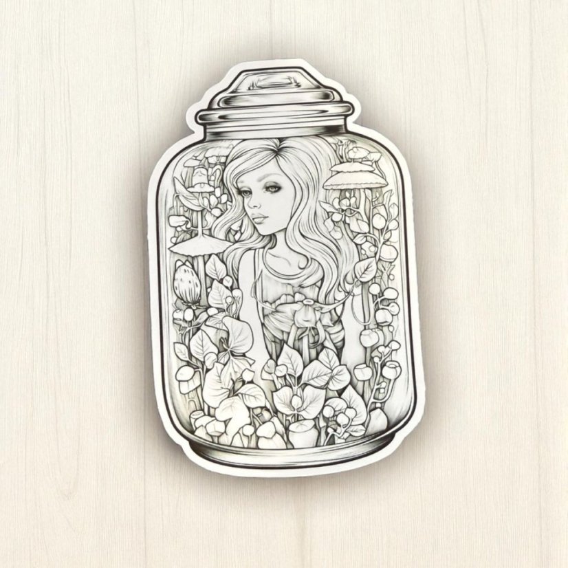 Lesní kouzlo ve sklenici | Omalovánka | Velká vybarvovací samolepka