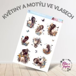 Květiny a motýli ve vlasech | Samolepky do diáře