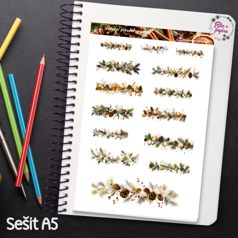 Vánoční přírodní girlandy | Samolepky do diáře