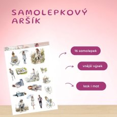 🌿 Arch samolepek plný jarní pohody – něžné ilustrace pro klidné plánování.