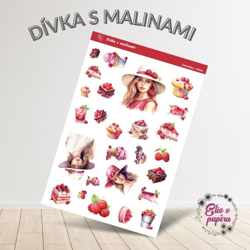 Nálepky do diáře s malinovými motivy