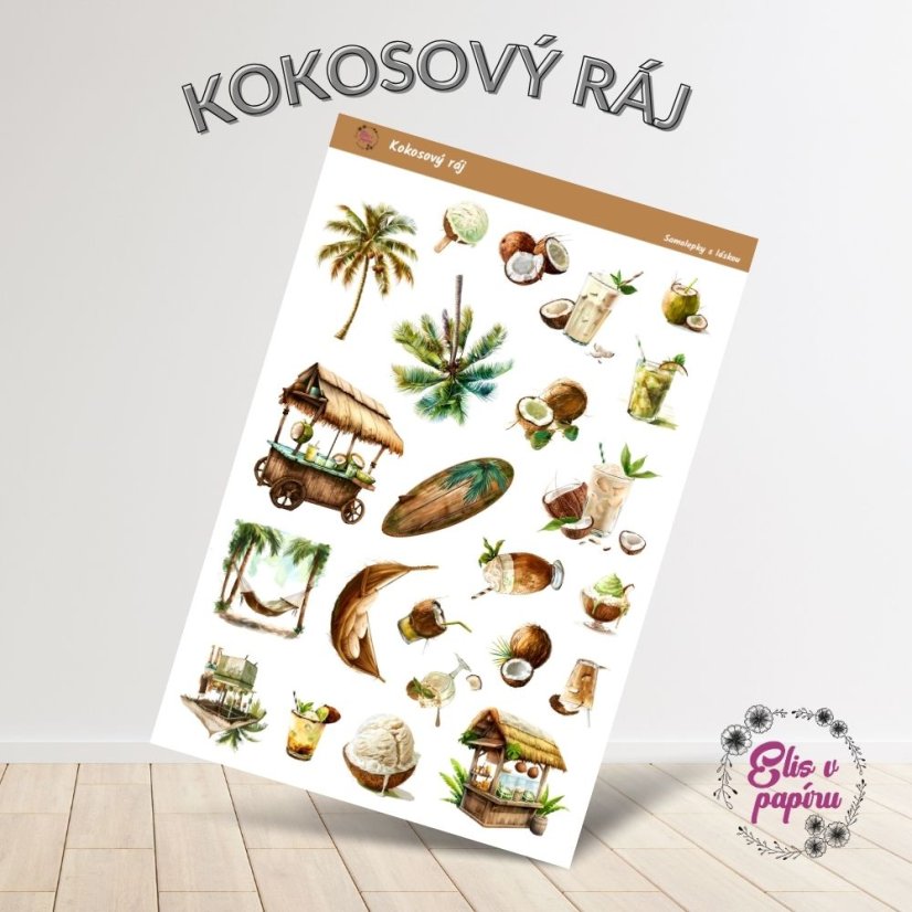 Samolepky do dále plné kokosů od Elis v papíru